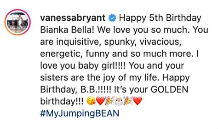 Vanessa Bryant Posts Sweet 5th Birthday Tribute For ‘B.B.’ Bianka: ‘Joy Of My Life’